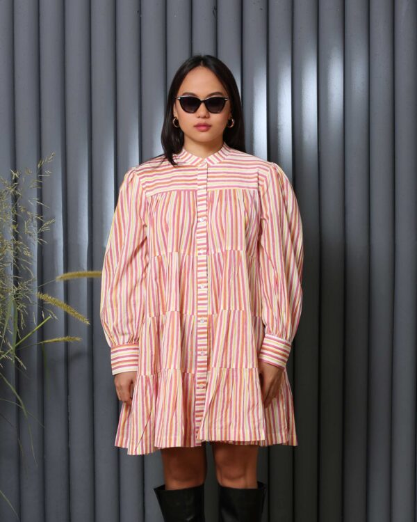 Pink stripe cotton dress
